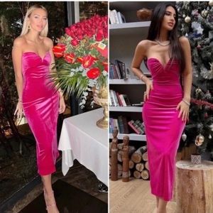 Zara Barbie Dress Pink Magenta Rosa Mexicana Velvet Velour Dress XS